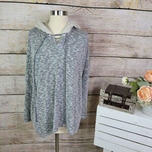 Dolan Criss Cross Fur Lined Gray Hoodie Medium